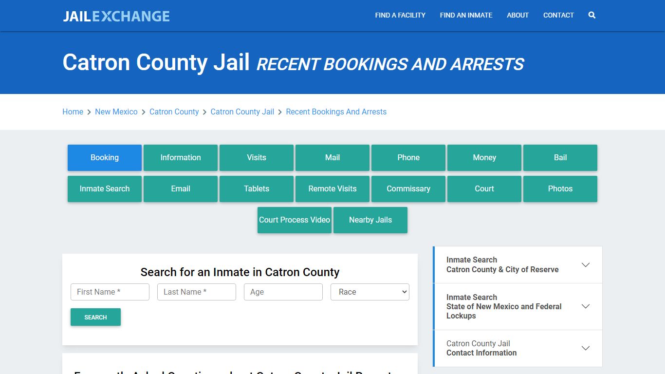 Catron County Jail Recent Bookings And Arrests - Jail Exchange