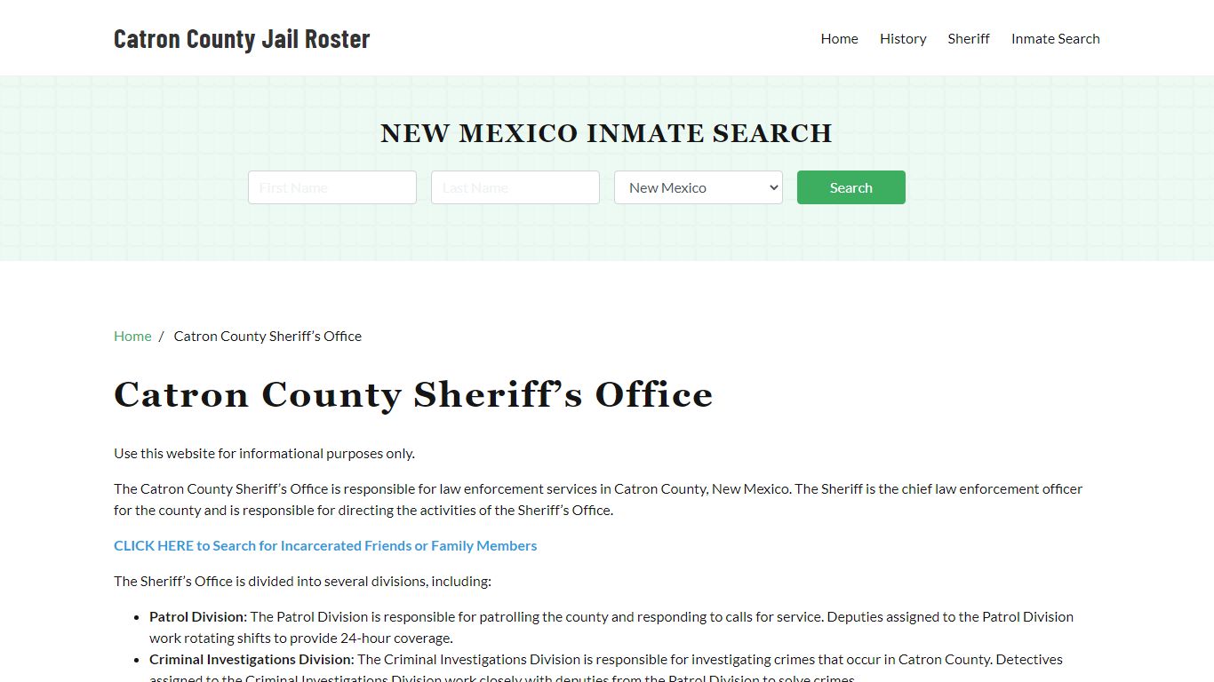 Catron County Sheriff Office, NM, Arrest Warrants Search